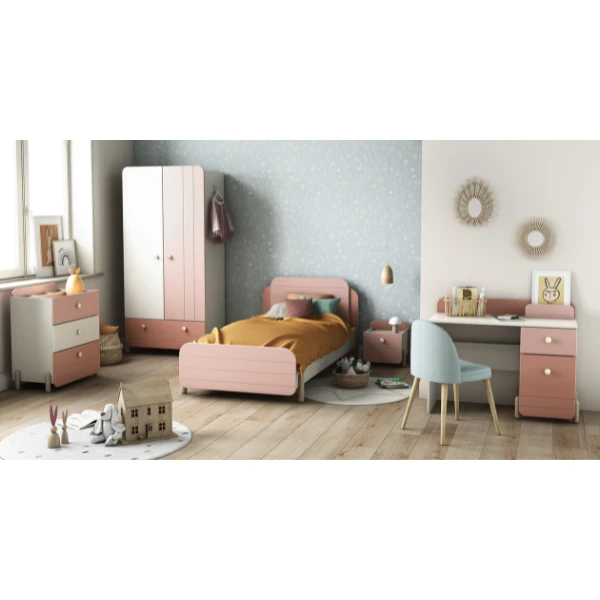 Bed Janne 90 X 190 Cm-mat Roze/mat Wit 3 Bed Janne 90 X 190 Cm-mat Roze/mat Wit - Afbeelding 3