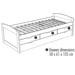 Kajuitbed Thomas 200cm - White Wash -Kinderkamer Meubelen 20900245 41 486a