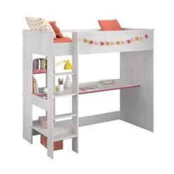 Hoogslaper Smoozy Wit - Met Bureau -Kinderkamer Meubelen 2223 LSUR SMOOZY F STYLE C 20191205000224 02fa