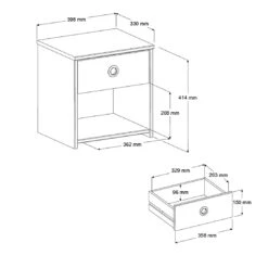 Nachtkastje Smoozy 1 Lade - Wit/roze Of Wit/blauw -Kinderkamer Meubelen 2223ch1t picto mm 07e8