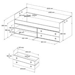 Kajuitbed Smoozy 90x200 Met 2 Lades - Wit/roze Of Wit/blauw -Kinderkamer Meubelen 2223l2ti picto mm 6edc
