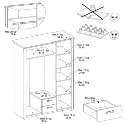 Kledingkast Biotiful 3 Deuren - Wit -Kinderkamer Meubelen 2273a3pt picto mm 3 2062