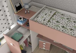 Kledingkast Voor Hoogslaper Jet - Oud Roze -Kinderkamer Meubelen 2287 2277 2297 002 4cdf