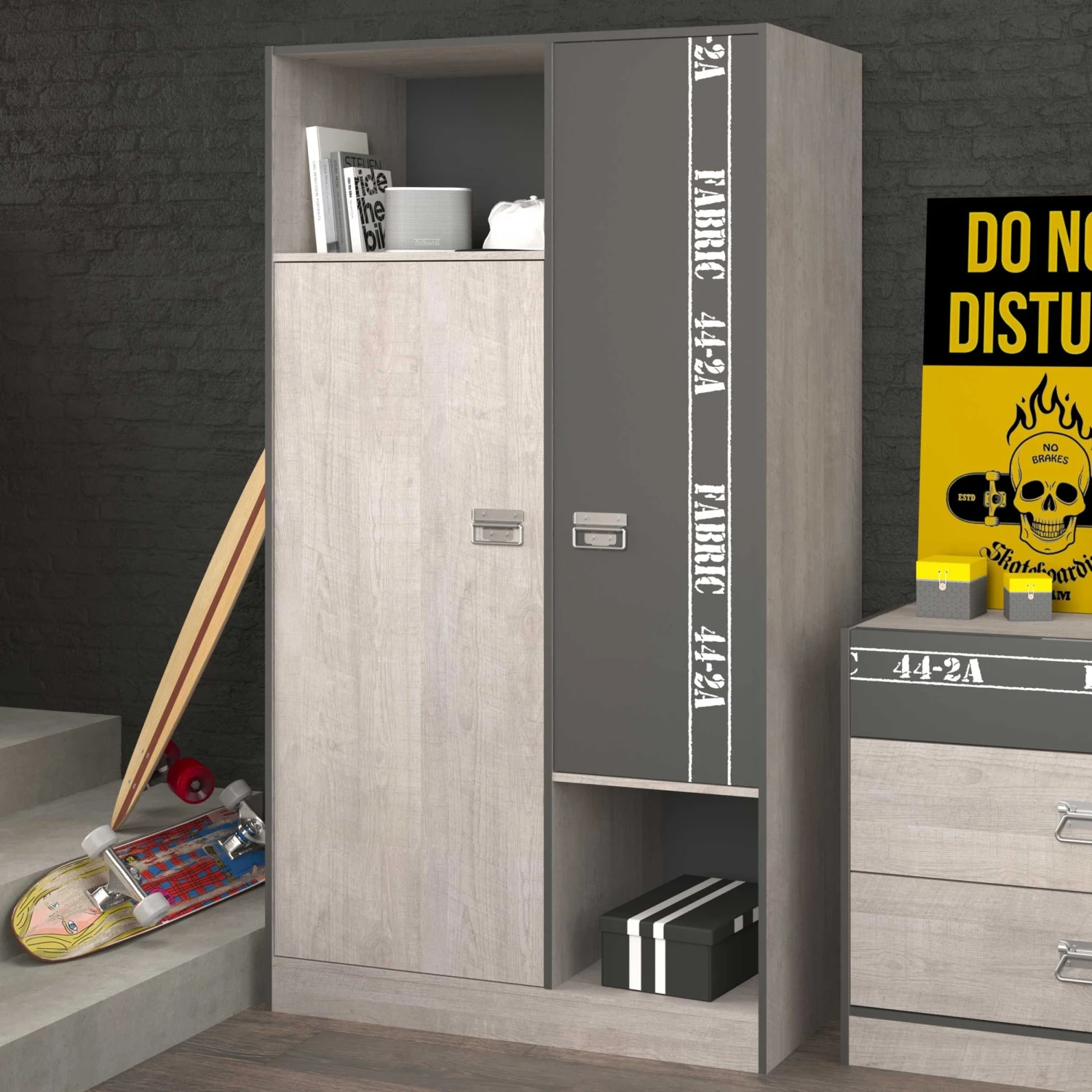 Kledingkast Fabric 2 Deuren - Grijs 1 Kledingkast Fabric 2 Deuren - Grijs