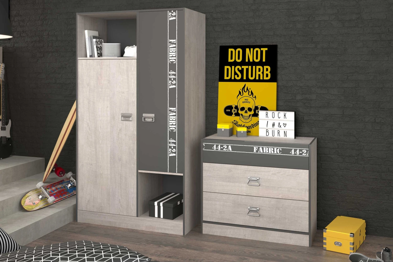 Kledingkast Fabric 2 Deuren - Grijs 14 Kledingkast Fabric 2 Deuren - Grijs - Afbeelding 14