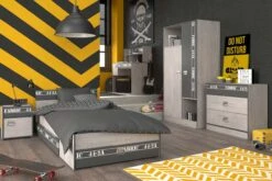 Nachtkastje Fabric Industrieel - Beige/grijs -Kinderkamer Meubelen 2311 BURE CHEV AR2P CO3T TICO LITI FABRIC SSCHAI 9100