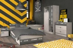 Kinderbed Fabric 90x200 - Grijs/bruin -Kinderkamer Meubelen 2311 CHEV AR2P CO3T TICO LITI FABRIC ce24