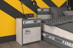Nachtkastje Fabric Industrieel - Beige/grijs -Kinderkamer Meubelen 2311 CHEV FABRIC 44ad