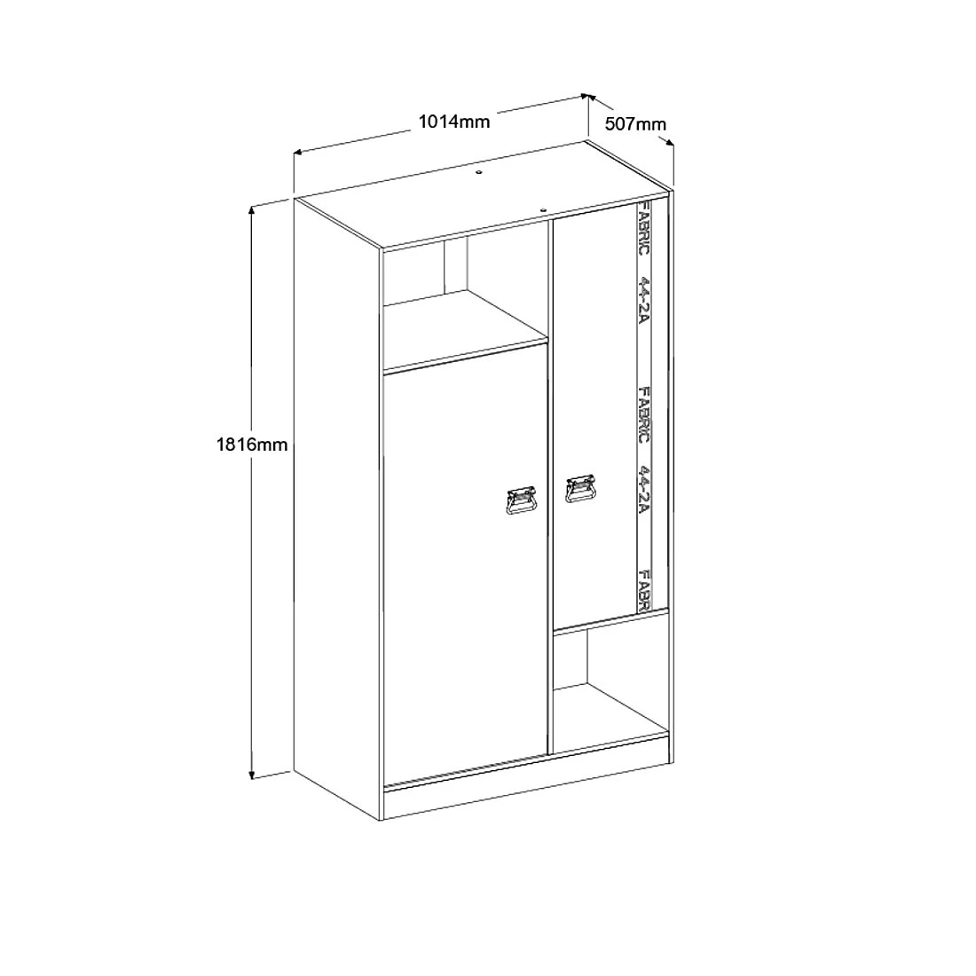 Kledingkast Fabric 2 Deuren - Grijs 5 Kledingkast Fabric 2 Deuren - Grijs - Afbeelding 5