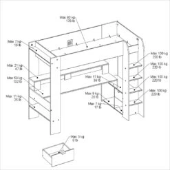 Hoogslaper Met Bureau Raider 90x200cm - Zwart -Kinderkamer Meubelen 2368lsur picto mm 2 85c8