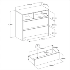 Commode Shelby 84cm - Eik/wit 18 Commode Shelby 84cm - Eik/wit -Kinderkamer Meubelen 2400co2t picto mm a211