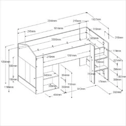 Halfhoogslaper Shelby 90x200 - Wit/eik 22 Halfhoogslaper Shelby 90x200 - Wit/eik -Kinderkamer Meubelen 2400comb picto mm 1 2e7c