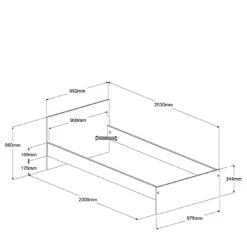 Eenpersoonsbed Shelby 90x200 - Eik 21 Eenpersoonsbed Shelby 90x200 - Eik -Kinderkamer Meubelen 2400l290 picto mm 45a2