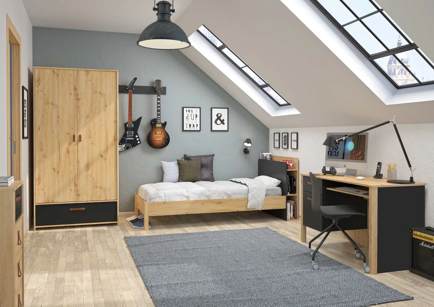 Eenpersoonsbed Liam 90x200 - Artisan Eik 4 Eenpersoonsbed Liam 90x200 - Artisan Eik - Afbeelding 4