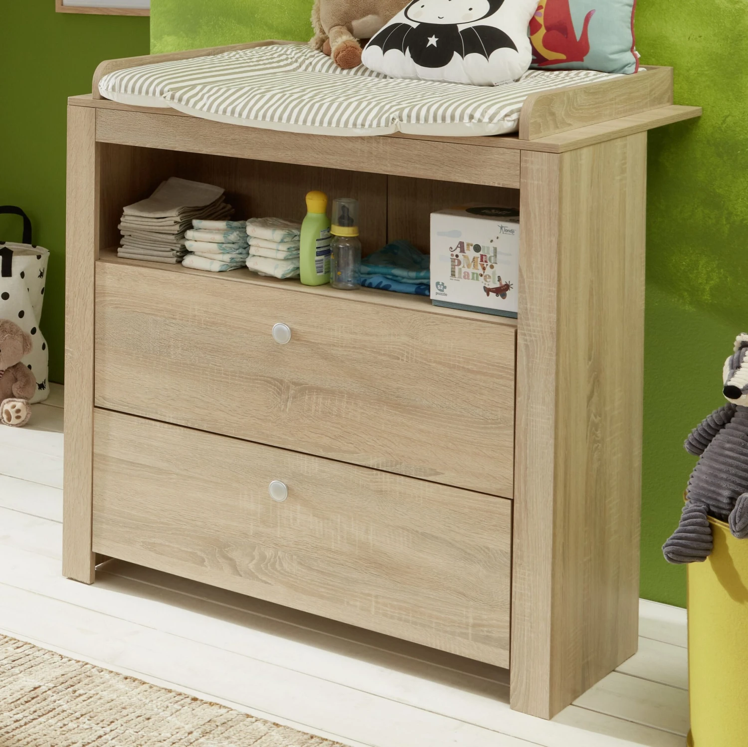 Luiertafel Met Opbergruimte Olivia | 96 X 69 X 104 Cm | Light Oak Melamine 3 Luiertafel Met Opbergruimte Olivia | 96 X 69 X 104 Cm | Light Oak Melamine - Afbeelding 3