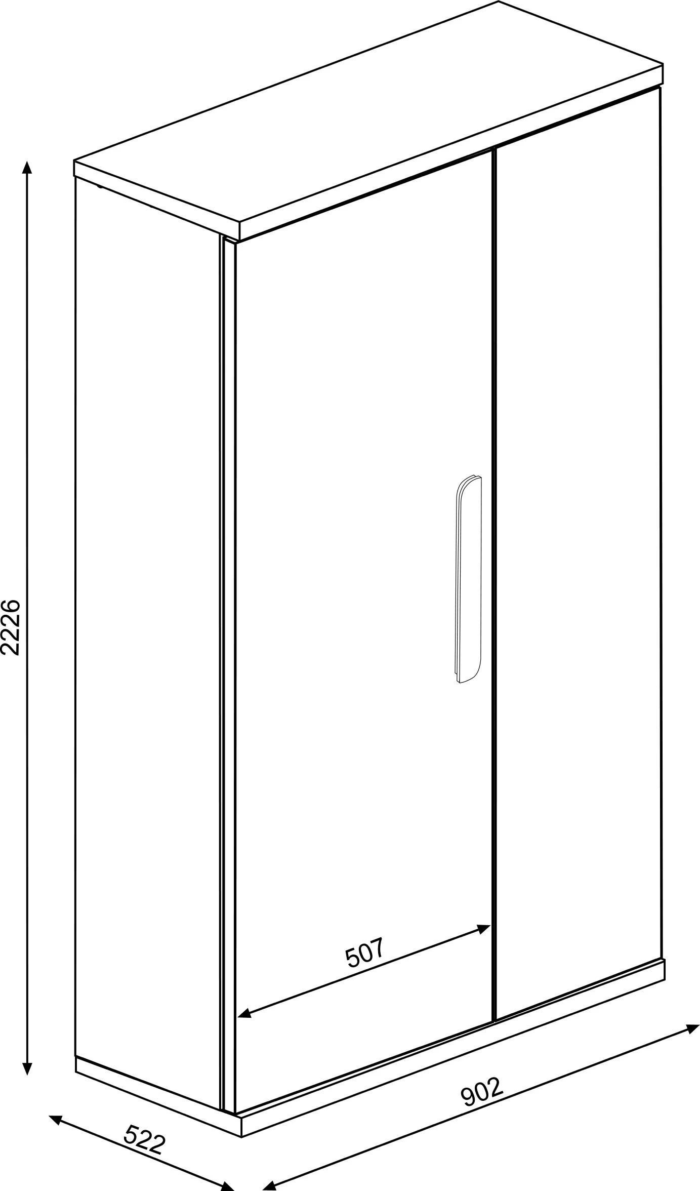 Kledingkast Bo0 Met 2 Legplanken, Kledingroede En Langwerpige Deurgreep - Grenen/antraciet 3 Kledingkast Bo0 Met 2 Legplanken, Kledingroede En Langwerpige Deurgreep - Grenen/antraciet - Afbeelding 3