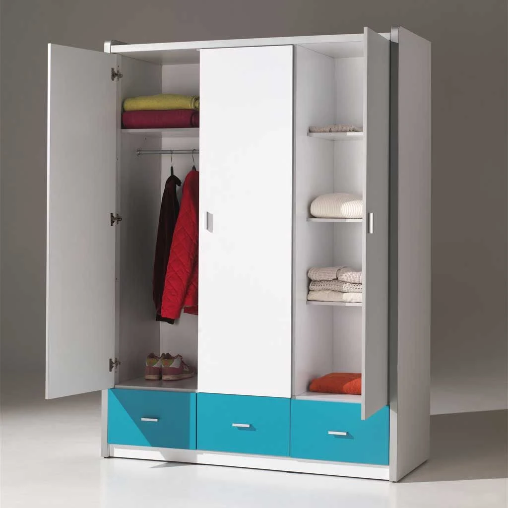 Kledingkast Bonny 3 Deuren - Zilver 4 Kledingkast Bonny 3 Deuren - Zilver - Afbeelding 4