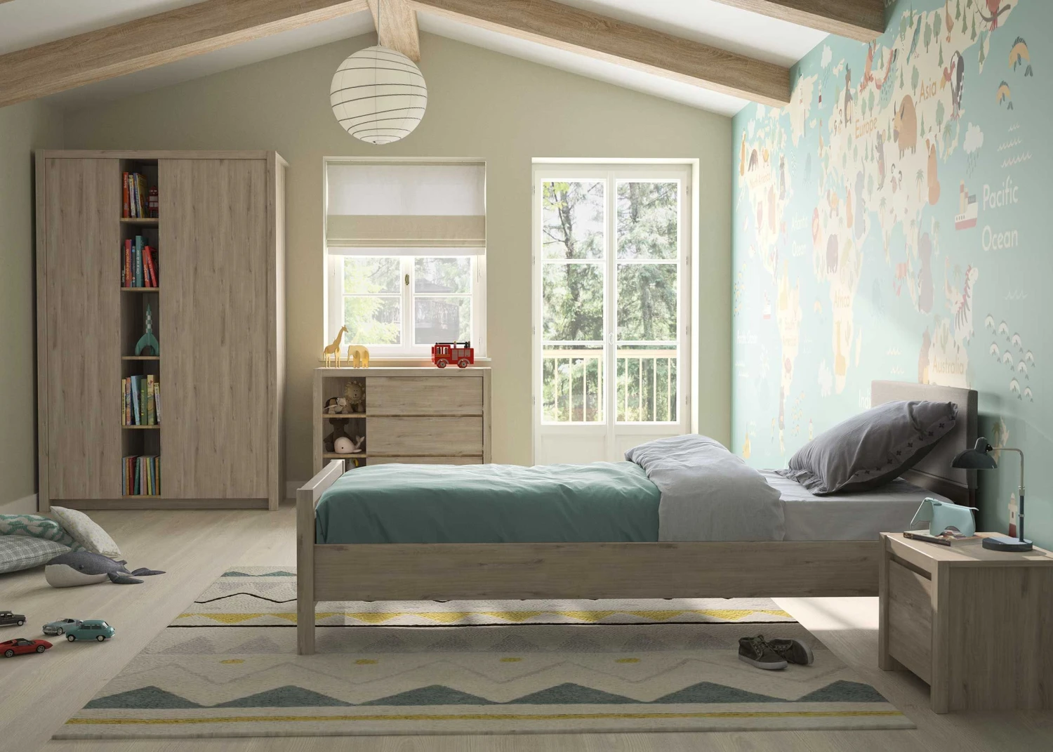 Commode Eliana 3 Lades En 3 Open Vakken - Eik - Afbeelding 2