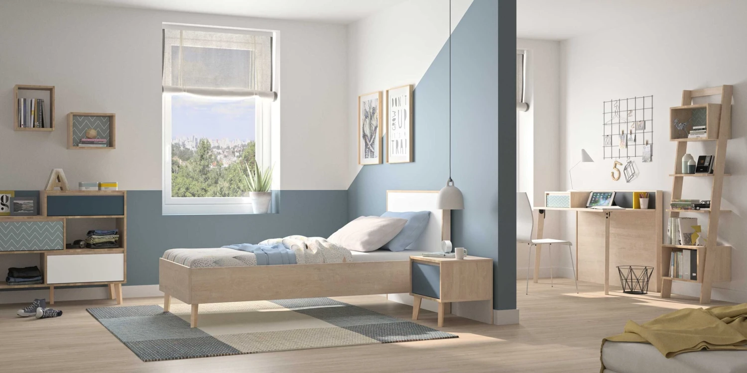 Schuine Boekenkast Lina 2 Legplanken & 2 Open Vakken - Eik - Afbeelding 2