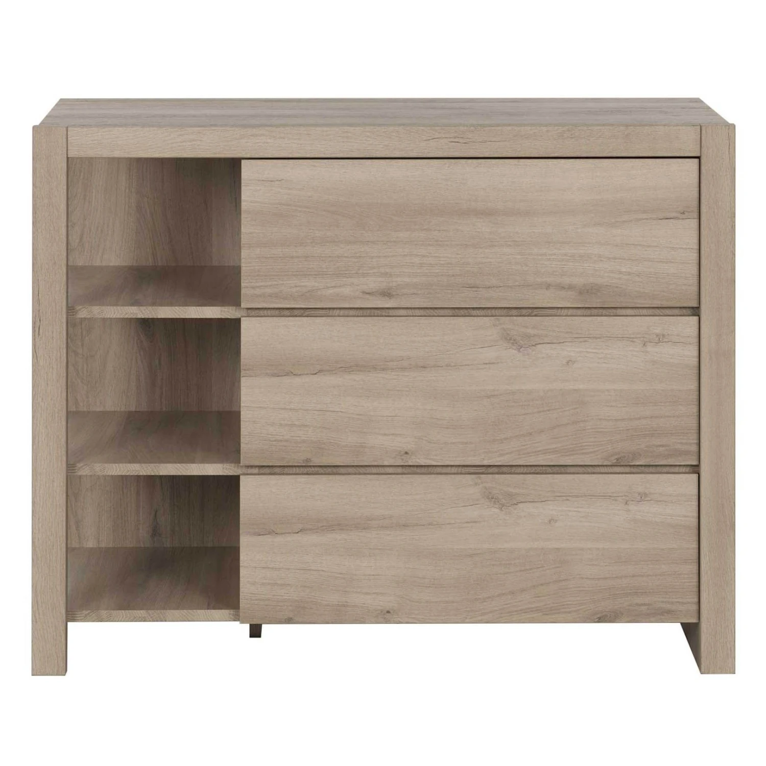 Commode Eliana 3 Lades En 3 Open Vakken - Eik - Afbeelding 6