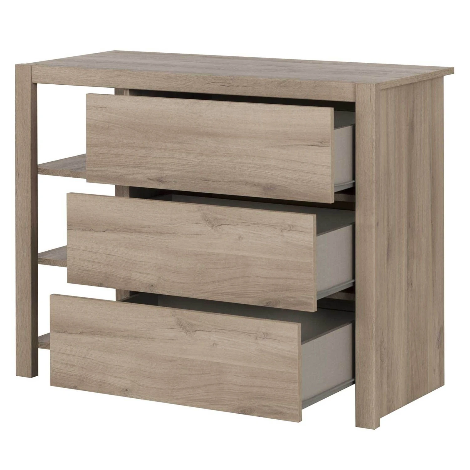 Commode Eliana 3 Lades En 3 Open Vakken - Eik - Afbeelding 4