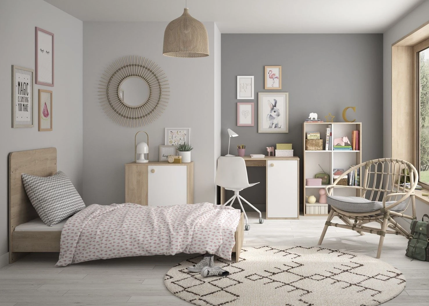 Meegroeibed Maron 60x120 Tot 90x190 - Wit/eik 5 Meegroeibed Maron 60x120 Tot 90x190 - Wit/eik - Afbeelding 5