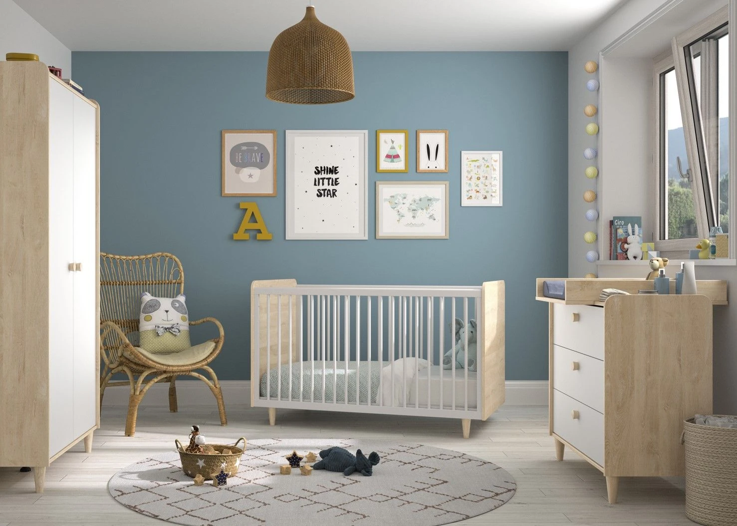 Babybed Maron 70x140cm - Wit/eik 3 Babybed Maron 70x140cm - Wit/eik - Afbeelding 3
