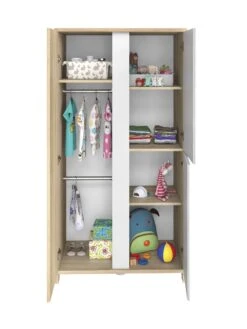 Kledingkast Binno 3 Deuren - Eik/wit -Kinderkamer Meubelen 6 SACHA CP0K MP3K 06 1P3K173 02 7513 scaled