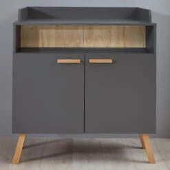 Luiertafel Met Opbergruimte Mats | 96 X 78 X 105 Cm | Donkergrijs