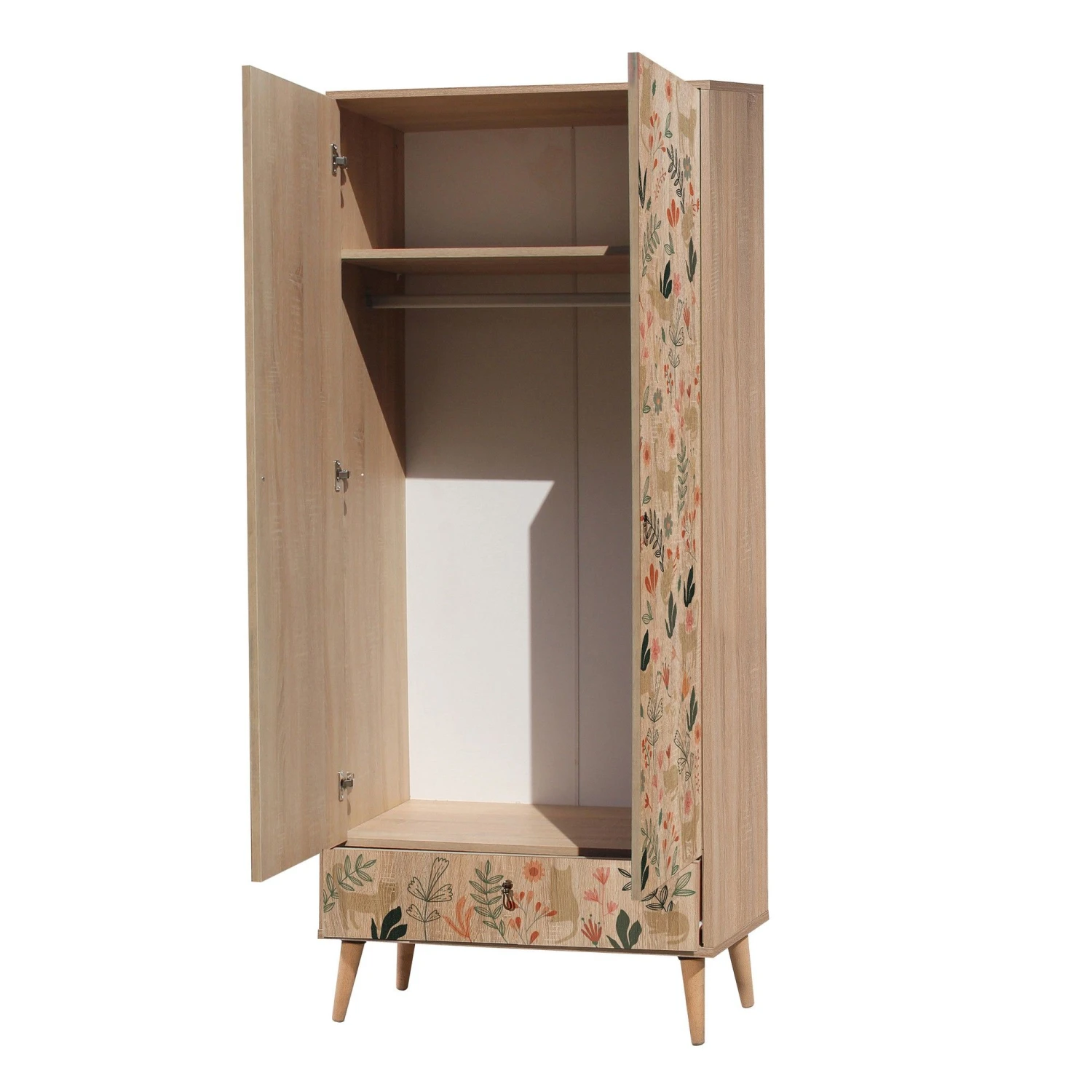 Vella Garderobekast | 100% Melamine Gecoat | Houten Poten | UV Bedrukking 4 Vella Garderobekast | 100% Melamine Gecoat | Houten Poten | UV Bedrukking - Afbeelding 4