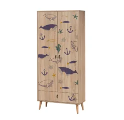 Vella Garderobekast Met Planken | Multicolor | 100% Melamine | Houten Poten -Kinderkamer Meubelen 863SPH4254 20 202 8f05