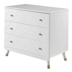 Commode Billy 100x57x89cm 3 Lades - Wit/goud 8 Commode Billy 100x57x89cm 3 Lades - Wit/goud -Kinderkamer Meubelen BIKO1314 01 101c