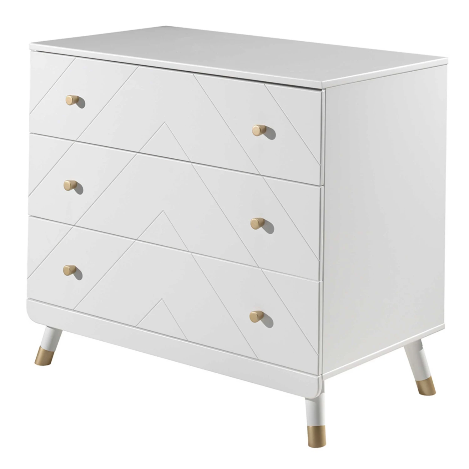 Commode Billy 100x57x89cm 3 Lades - Wit/goud 4 Commode Billy 100x57x89cm 3 Lades - Wit/goud - Afbeelding 4