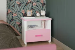Nachtkastje Biotiful Met Lade En Opbergvak - Wit/roze -Kinderkamer Meubelen BIOTIFUL 2273 CHEV dee2 scaled