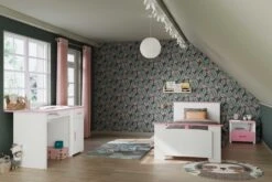 Kinderbed Biotiful 90x190 Cm - Roze/wit -Kinderkamer Meubelen BIOTIFUL 2273 L290 CHEV BURE 2064 scaled