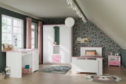 Nachtkastje Biotiful Met Lade En Opbergvak - Wit/roze -Kinderkamer Meubelen BIOTIFUL 2273 L290 CHEV BURE A3PT 85f8 scaled