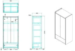 Kledingkast Bonny 2 Deuren - Turquoise 7 Kledingkast Bonny 2 Deuren - Turquoise -Kinderkamer Meubelen BONKL2207 02 f3ba 4