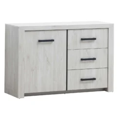 Commode Elvira 120cm Met 1 Deur & 3 Lades - Witte Eik -Kinderkamer Meubelen ELVIS CABINET 266b