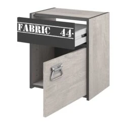 Nachtkastje Fabric Industrieel - Beige/grijs -Kinderkamer Meubelen FABRIC 2311 CHEV OUV D 20200213010945 0519
