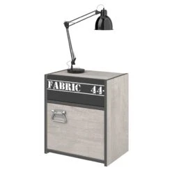 Nachtkastje Fabric Industrieel - Beige/grijs -Kinderkamer Meubelen FABRIC 2311 CHEV STYLE D 20200213010849 8053