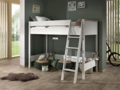 Hoogslaper London 90x200 Met Kast - Wit -Kinderkamer Meubelen LDCO1714 07 7996
