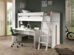 Hoogslaper London 90x200 Met Kast En Bureau - Wit -Kinderkamer Meubelen LDCO1814 01 6117