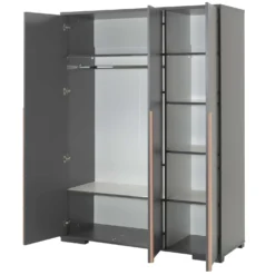 Kledingkast London 146cm Met 3 Deuren - Antraciet -Kinderkamer Meubelen LDKL1380 02 INF f8ad
