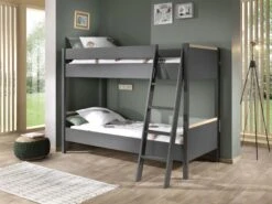 Stapelbed London 90x200 - Antraciet -Kinderkamer Meubelen LDSB9080 02 4340