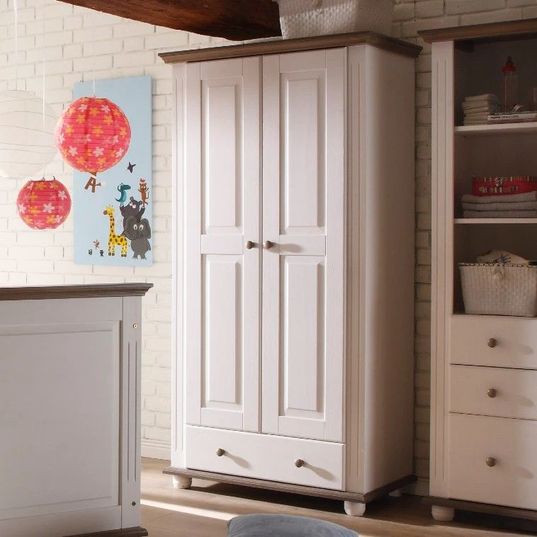 Kledingkast Laurel 96cm Met 2 Deuren & 1 Lade - Wit/bruin 1 Kledingkast Laurel 96cm Met 2 Deuren & 1 Lade - Wit/bruin