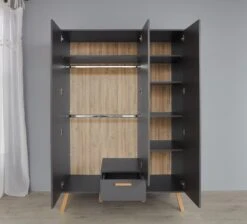 Kinderkledingkast Mats | 130 X 60 X 190 Cm | Grijs -Kinderkamer Meubelen Mats BZ 1976 613 21 frontal ge f 20210603 95b6 scaled