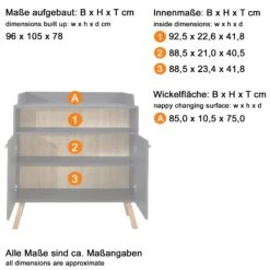 Luiertafel Met Opbergruimte Mats | 96 X 78 X 105 Cm | Donkergrijs -Kinderkamer Meubelen Mats BZ 1976 630 21 Datenblatt 20210603 da54
