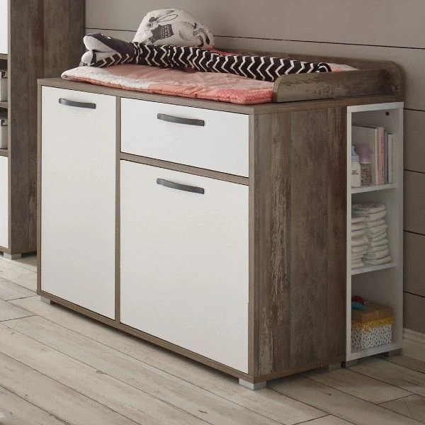 Commode Petrus Met 2 Deuren & 1 Lade - Wit/drijfhout 1 Commode Petrus Met 2 Deuren & 1 Lade - Wit/drijfhout