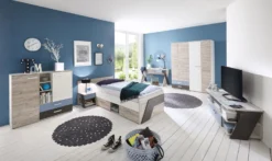 FMD Nachtkastje Nano Met Achterwand - Grijs/blauw/eik -Kinderkamer Meubelen Nona Milieu 9c72 scaled