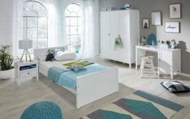 Kinderkamerset Ole | Bed, Kledingkast, Bureautafel, Nachtkastje | Wit 1 Kinderkamerset Ole | Bed, Kledingkast, Bureautafel, Nachtkastje | Wit
